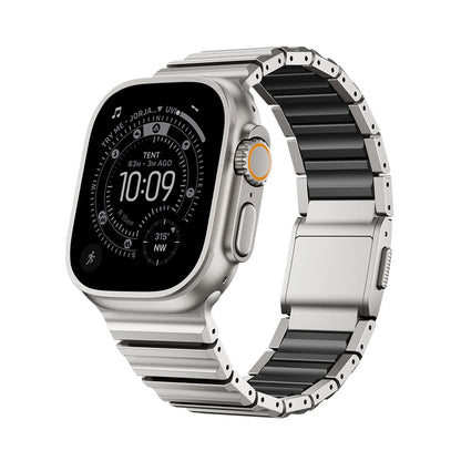Titanium Fluororubber Strap for Apple Watch Ultra 4 3 2 49mm Series 12 11 10 46mm Magnetic Band for Iwatch 9 8 7 45mm 6 SE3 44mm