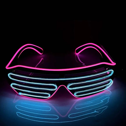 Wireless LED Glowing Glasses Cool Colorful Neon Glasses Double Colors Glow-in-the-dark Luminous Glasses Halloween Costumes