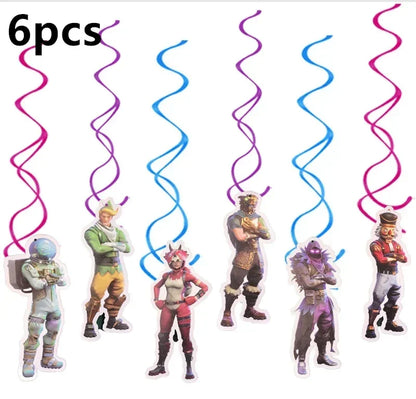 Fortnite Balloons Happy Birthday Banner Shooting Game Party Decoration Alpaca Llama Disposable Tableware Background Cake Topper