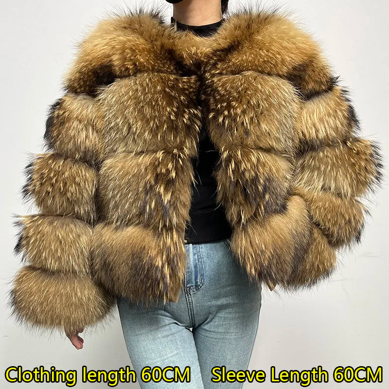 2026 Maomaokong Super Hot Winter Women Luxury Thick Real Raccoon Fur Coat Natural Fox Fur Jacket Plus Size Jackets Female Vest