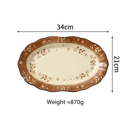 Household Retro Underglaze‑Color Ceramic Dinnerware Set Stylish Rice Soup Bowls Plates Combo Set for Daily Home Dining Tableware