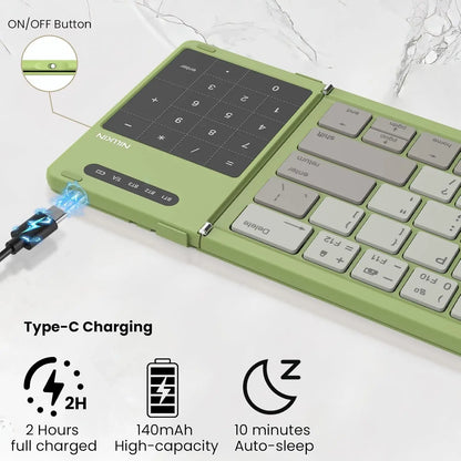 NILLKIN Folding Wireless Bluetooth Keyboard with Touchpad Mini Rechargeable Keyboard for Office Travel for Window/iOS/Android/PC