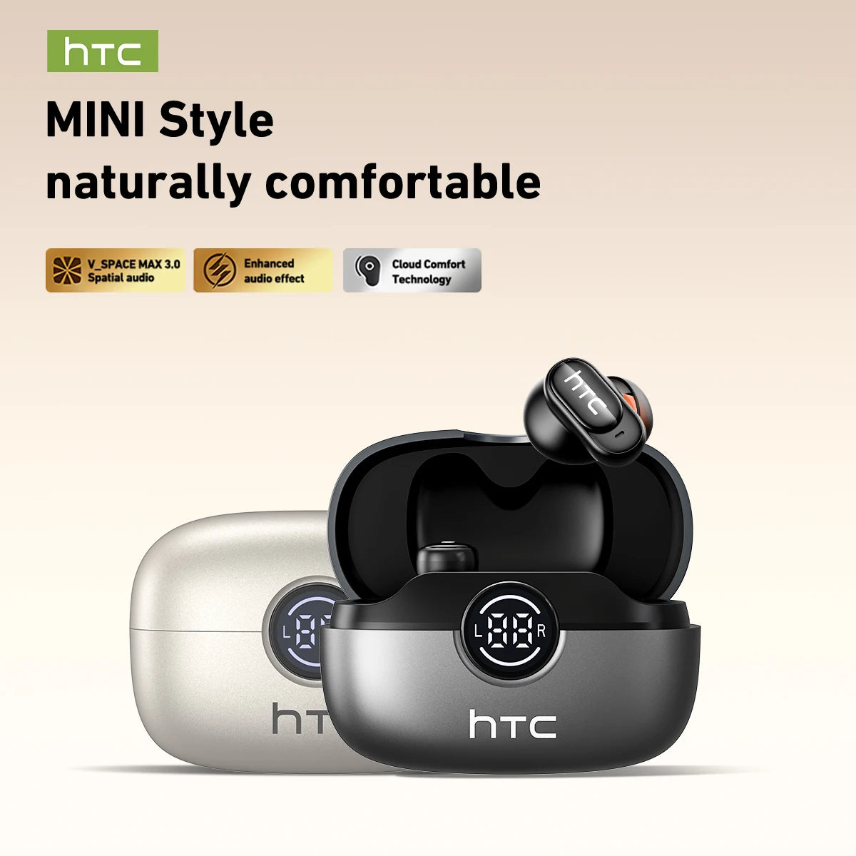 HTC NE79 Real Time Translation Earphone Bluetooth HiFi Music HD Call Noise Reduction Wireless Earbud LED Display With Mic