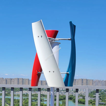 5000W 6000W Vertical Wind Turbine 12V 24V 48V Small Windmill Free Energy Wind Generator for 110V or 220V Household Farm Boat Use