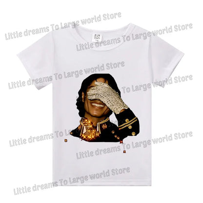 Michael Jackson T-shirt Children Clothing Singer Printed Cotton Tops Boy Girl MJ Summer Tee Shirts Casual Clothes Birthday Gift