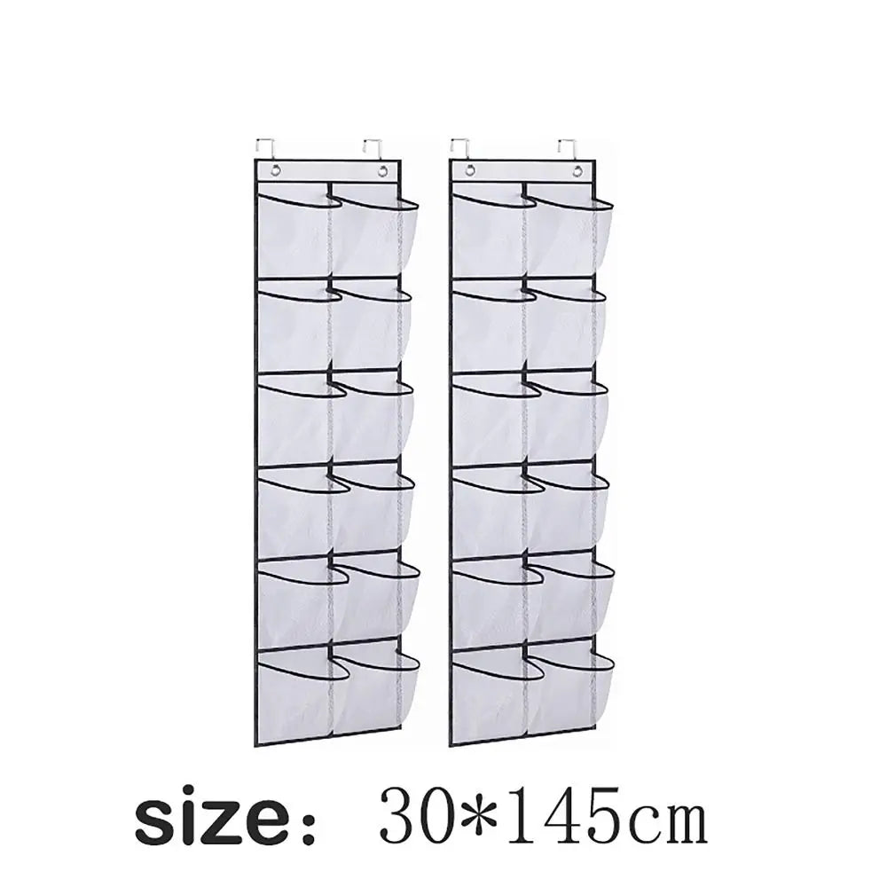12 Pockets Shoe Underwear Hanging Holder with 2 Hooks Mesh Hanging Bag Over Door Hooks Shoes Organizer Closet Holder