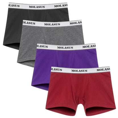 POKARLA 4PCS Women’s Cotton Boxer Underwear Ladies Soft Safety Panties Female Breathable Inseam Briefs Set Boy Shorts Plus Size