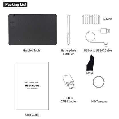 TABLIKE Graphics Tablet for Drawing, Ultra-thin Art Sketch Digital Pad with Battery-free Stylus 8 Pen Nibs 8192 Levels Pressure