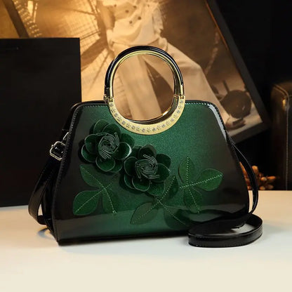ABQP New Women's Handbag Large Capacity Shiny Fashionable Women's One-shoulder Crossbody Luxury Brand 3D Flower Women's Bag