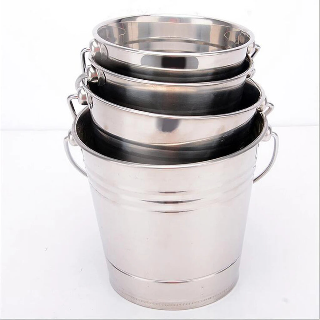 Stainless Steel Ice Bucket Champagne Wine Beer Cooler with Handle for Home Kitchen Party Bar Portable 1.5L/2L/2.5L /2.8L