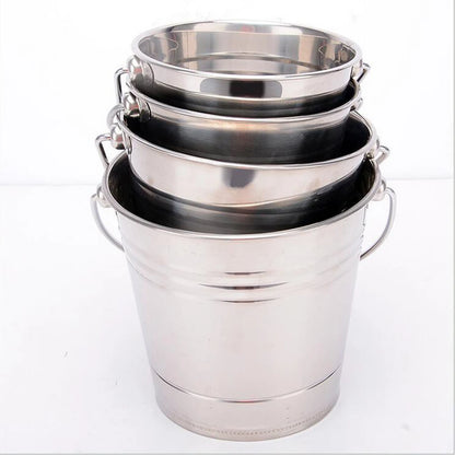 Stainless Steel Ice Bucket Champagne Wine Beer Cooler with Handle for Home Kitchen Party Bar Portable 1.5L/2L/2.5L /2.8L