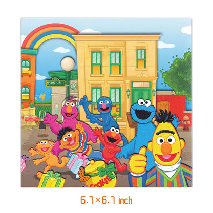 Sesame Streeted Balloons Cartoon Theme Happy Birthday Banner Party Decoration Disposable Tableware Background Cake Topper Ballon