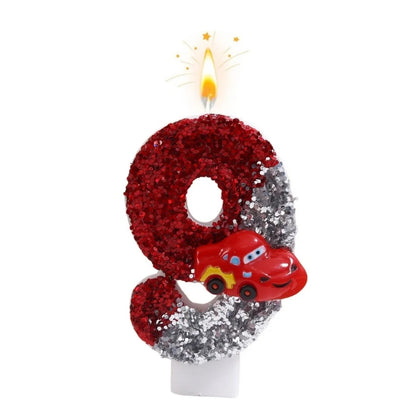 New 0-9 Number Birthday Candles Original Two-tone Sports Car Birthday Cake Digital Party Anniversary Candle Decoration