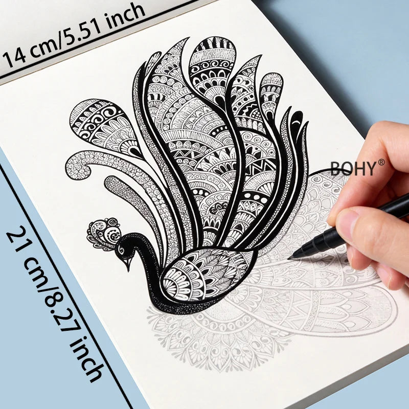 1 Immersive Healing Zen Sketching and Copying Album, 24 Pages, Suitable for Adults To Relieve Stress, Calm Down in Painting