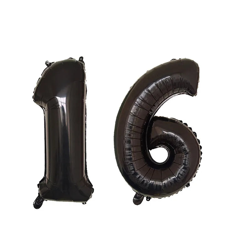 2Pcs 32 Inch Gold Silver Black Blue Red Helium Foil Number Balloon 16 17 18 19 20 21 Happy Birthday Party Decoration Supplies