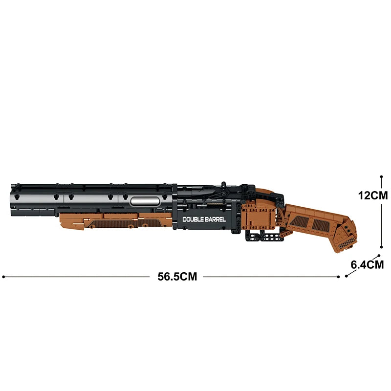 1006PCS Double Barrel Shotgun Weapon Model Building Blocks Military Classic Gun With Bullet Belt Bricks Toy Kids Christmas Gifts