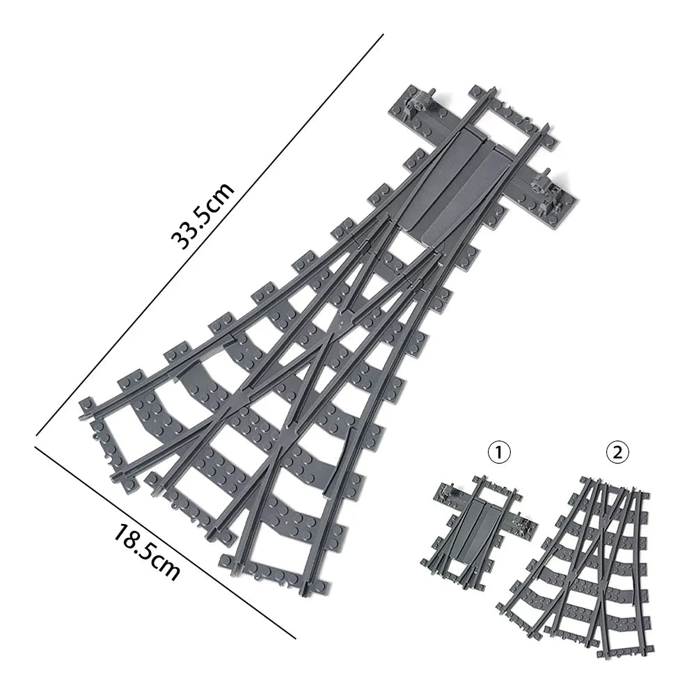 City Trains Railway Flexible Tracks Forked Straight Curved Rails Switch Kids DIY Building Block Bricks Track Toys For Children
