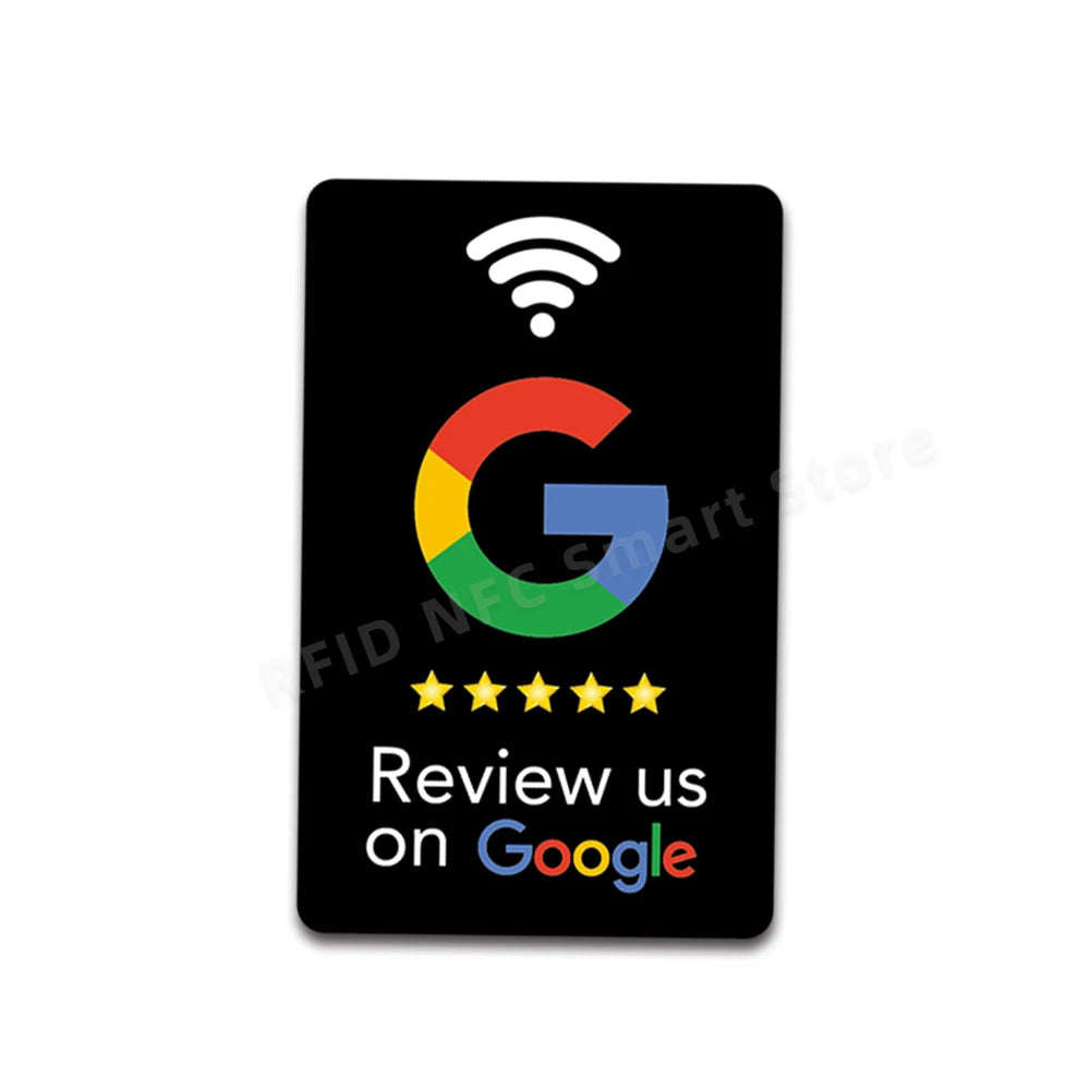 nfc tag 13.56Mhz Programmable Google Review Card NFC station table NFC Google Reviews display bending card standing bracket