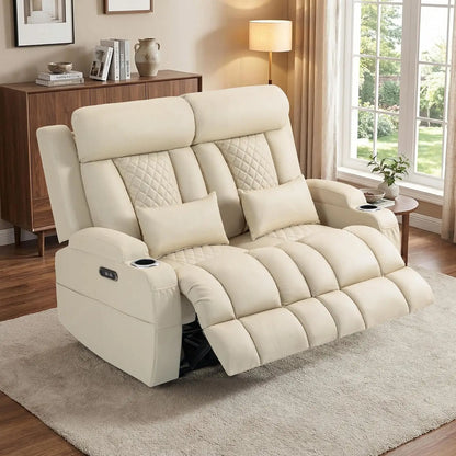Electric RV Loveseat Recliner Sofa, Cat-Friendly Power Reclining Sofa Couch with Adjustable Headrest, Wall Hugger, Custom