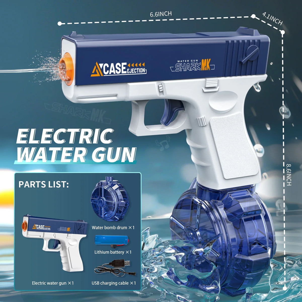 Electric Water Gun Toy Rechargeable Long Range Water Blaster for Beach Pool Backyard Battles Adults Kids Summer Toy Birthday