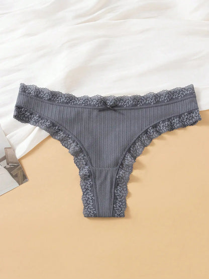 4PCS  sexy V-shaped thong jacquard swimming cloth briefs cotton breathable and comfortable underwear for women