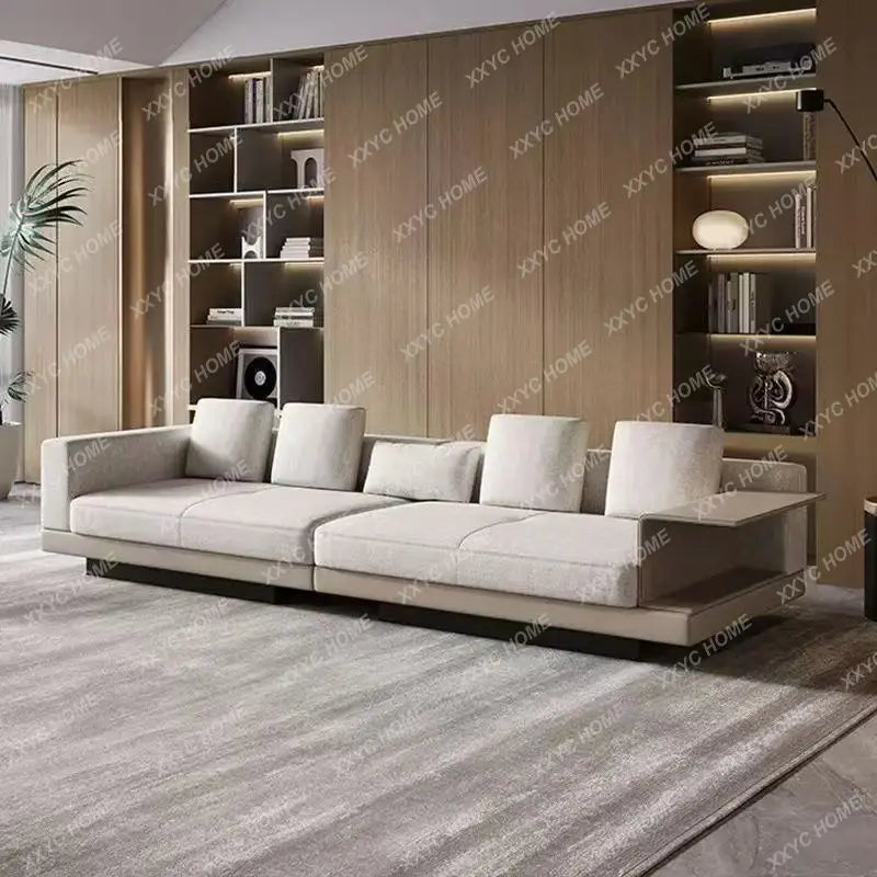 LX cotton and linen concubine fabric sofa light luxury large flat floor living room straight row combination sofa