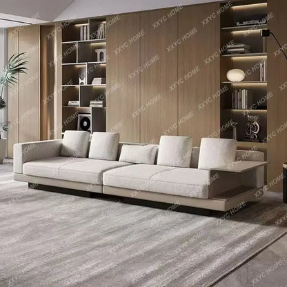 LX cotton and linen concubine fabric sofa light luxury large flat floor living room straight row combination sofa