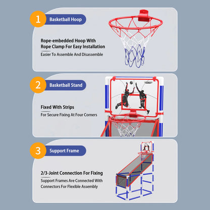 Basketball Game Set Kids Basketball Hoop for Indoor Outdoor with 4 Balls 88cm to 140cm Height Adjustment Basketball Training