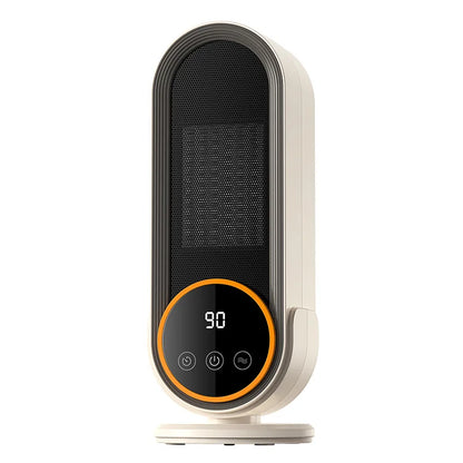 1200W PTC Portable Heater, 3-Speed Timer 30/60/90min, 2 Temp Settings, 3s Fast Heating, Overheat & Tip-Over Protection, Quiet