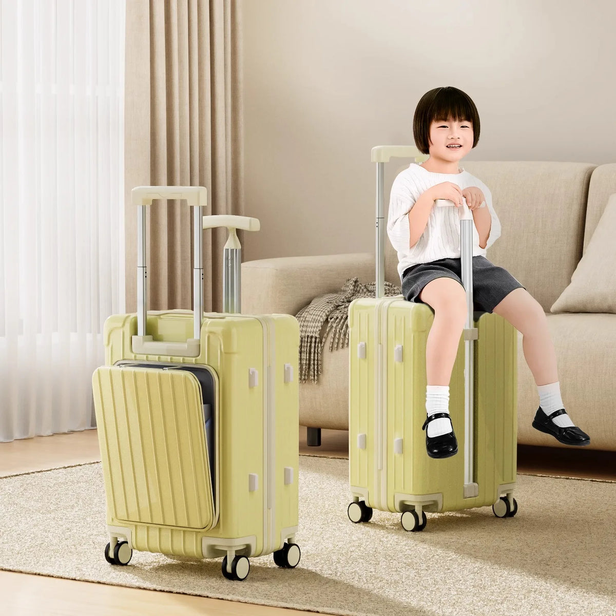 24-28 inch Double Trolley Children's Luggage Ride on Suitcase 20 Inch Cabin Luggage Rear Opening Laptop Bag Suitcase