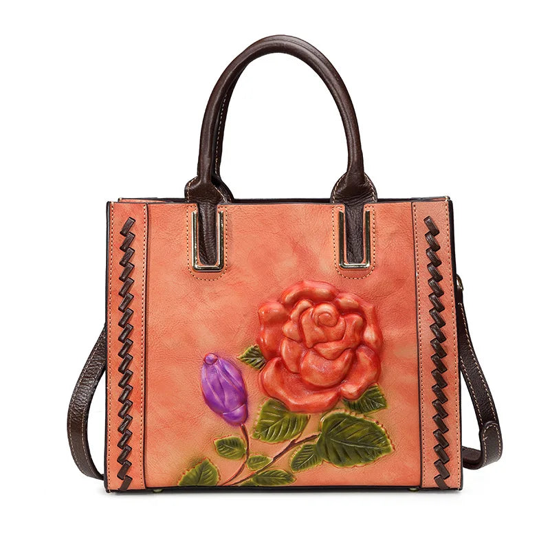 Ladies' Handbag Crossbody Single Shoulder Simple Retro Women's Top Layer Cowhide Hand Polished European And American
