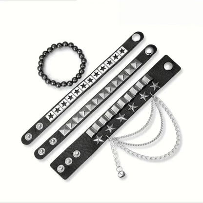 4pcs/set Gothic Punk Rock Square Rivet Bracelet Daily and Party Gothic