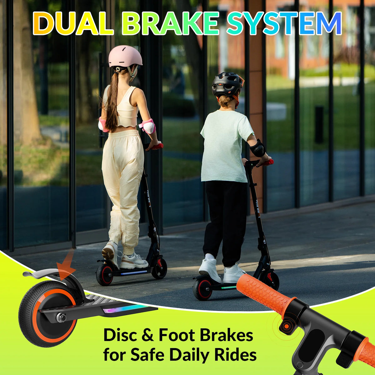 5TH WHEEL Kids Electric Scooter for Ages 8+, Foldable E Scooter with 130W Motor, Up to 10 MPH & 5 Miles Range, 3 Speed Modes, LED Display, Adjustable Height