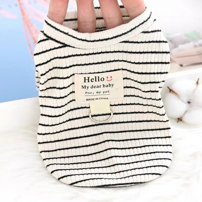 Summer Clothes for Dog and Cat, Striped T-Shirt, Cute Clothes for Puppy, Chihuahua, Bichon, French Bulldog, Girl
