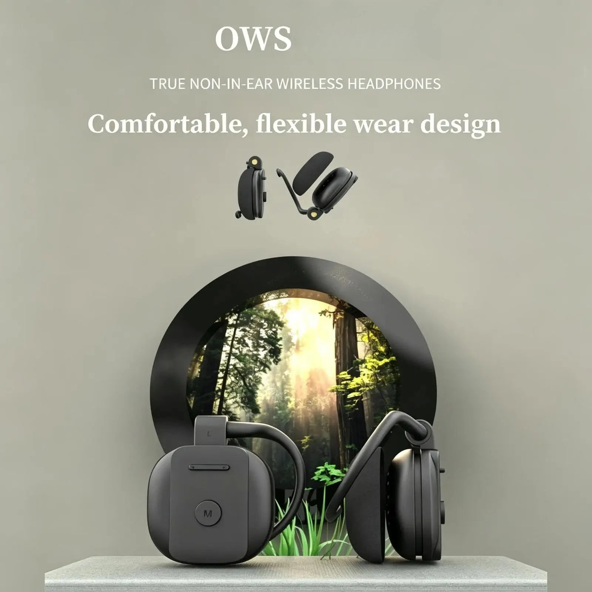 New OWS Open Ear Wireless Bluetooth Headphones, 30H Ultra Long Battery, Lightweight Earhook Earphones for Sports Music Gaming