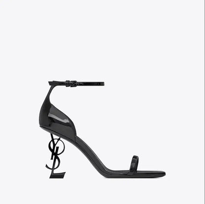High Heel Open End Sandals, Sexy, with Unique Strap, Red Wine Color, Elegant Personality New Summer Style Elegant Ladies Sandals