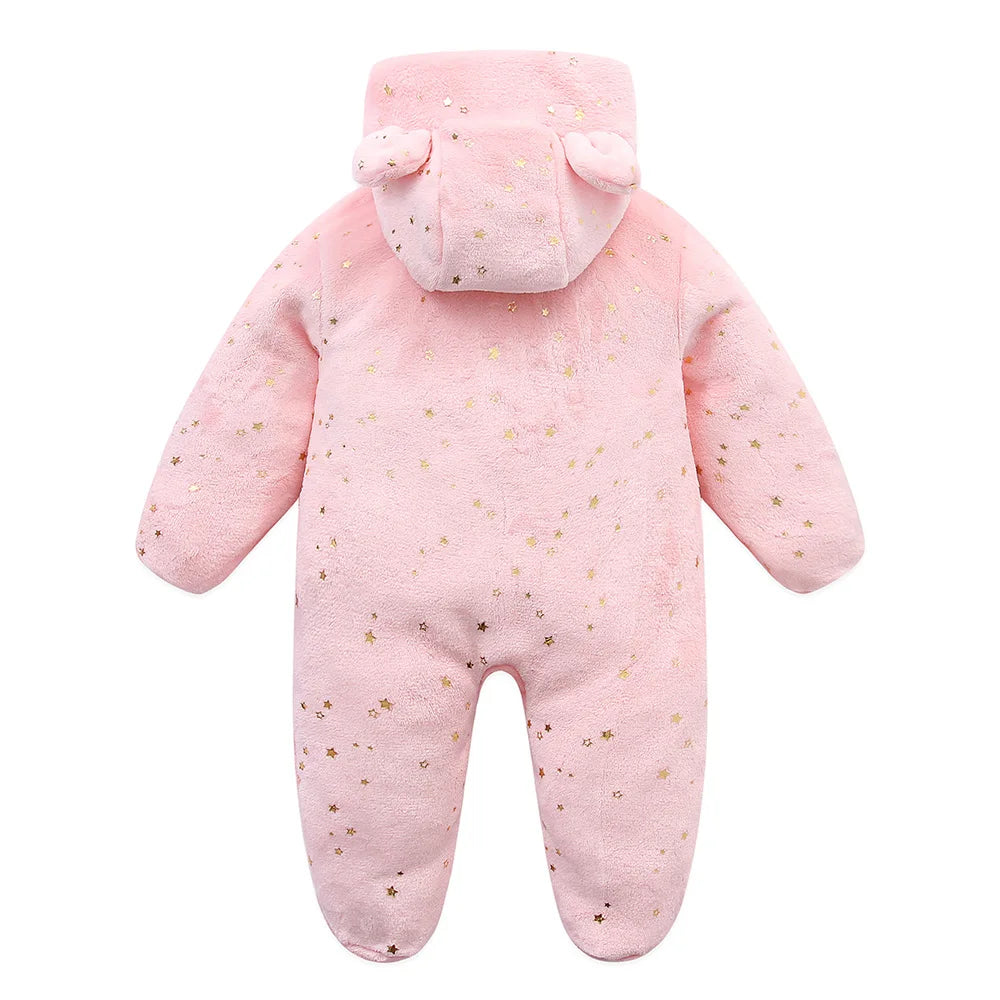 Newborn Baby Flannel Rompers Soft Warm Autumn Winter Bodysuit for Boys & Girls Cartoon Print Jumpsuit 0-19M Newborn Baby Clothes