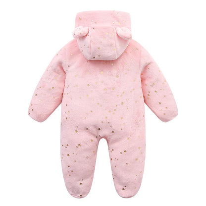 Newborn Baby Flannel Rompers Soft Warm Autumn Winter Bodysuit for Boys & Girls Cartoon Print Jumpsuit 0-19M Newborn Baby Clothes