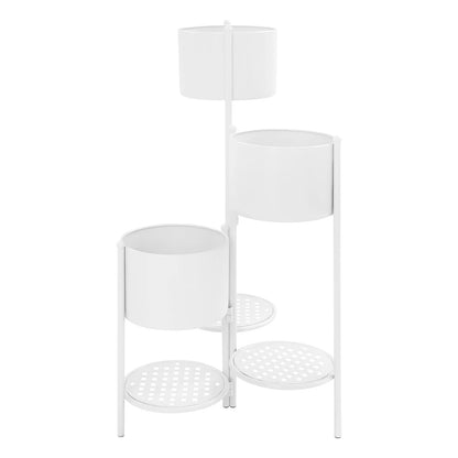 Corner Plant Stand 3-Tier, Nordic Iron Flower Pot Holder with Foldable Design, Space-Saving Ladder Plant Shelf for Indoor Outdoor, White