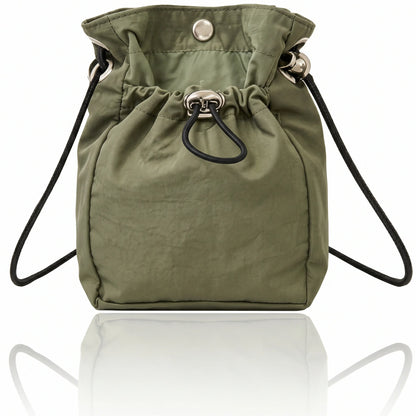 Unisex Lightweight Waterproof Nylon Drawstring Crossbody Bag Mini Dual Closure Adjustable Phone Shoulder Purse Travel Sling Bag