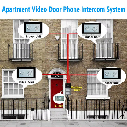 4 Wire 7 inch LCD WiFi Tuya Video Doorphone HD Camera Doorbell Intercom RFIC NFC APP Unlock System 4/6/8/10/12 Unit Apartments