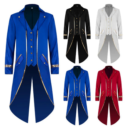 Men's Classic Medieval Vintage Tailcoat Halloween Cosplay Victorian Renaissance Style Steampunk Medieval Jacket Costume