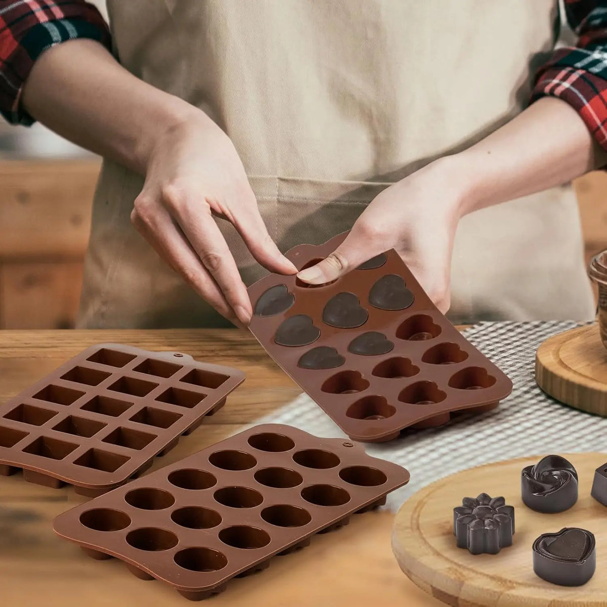 Silicone Chocolate Molds, Non-Stick Candy Molds for Making Bite Size Chocolates, Candies, Truffles, Gummies, Jelly