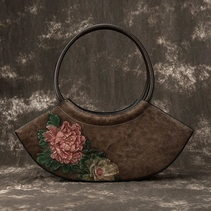 Retro genuine leather women's bag single-shoulder crossbody bags versatile handbag ins package 2025 new style fashion bag