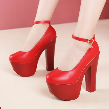 15cm Small Size 32-43 Thick Bottom Gold Red Wedding Shoes Women Platform Pumps 2026 Fall Block Super High Heels Shoes Model