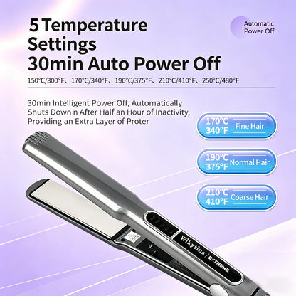 2 in 1 Titanium Flat Iron Hair Straightener Curler Instant Heat Negative Ion Adjustable Temperature Anti Frizz Salon Styling