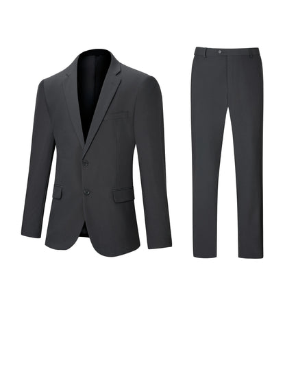 TweedLad Men's 2-Piece Business Casual Suit Two-Piece Slim Fit Classic Notched Lapel Single-Breasted Suit