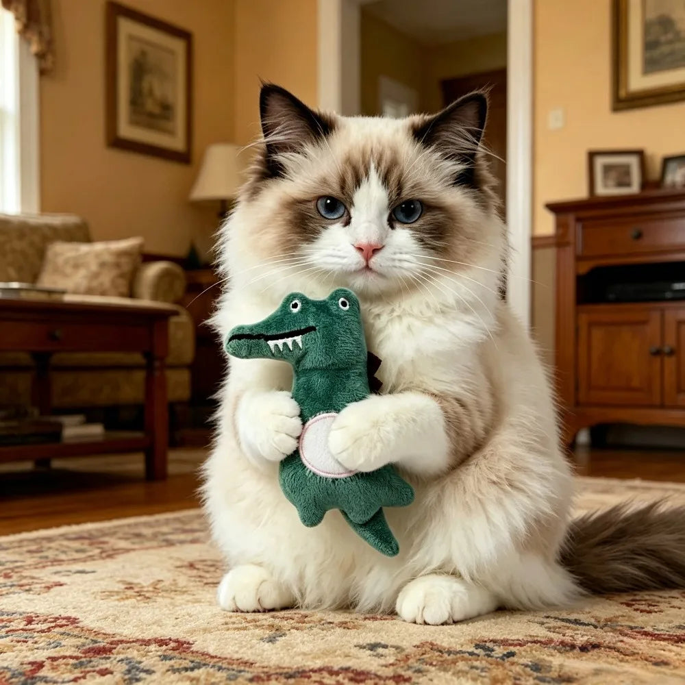 2026 Hot TK Viral Crocodile Plush Pet Toy Catnip Interactive Chew Toy for Dogs Cats