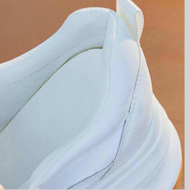 Fujin 8cm Heel Sneakers Genuine Leather White Platform Sneakers for Women Chunky Platform Women Fashion Sneaker Shoes Wedge Heel