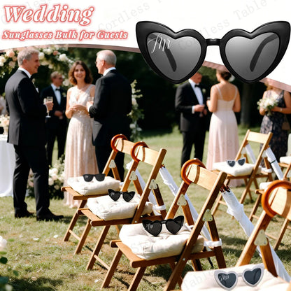 12-120 Pcs Wedding Heart Sunglasses Mr/Ms Bride Glasses Wedding Gift for Guest Bridesmaid Heart Glasses Just Married Party Favor